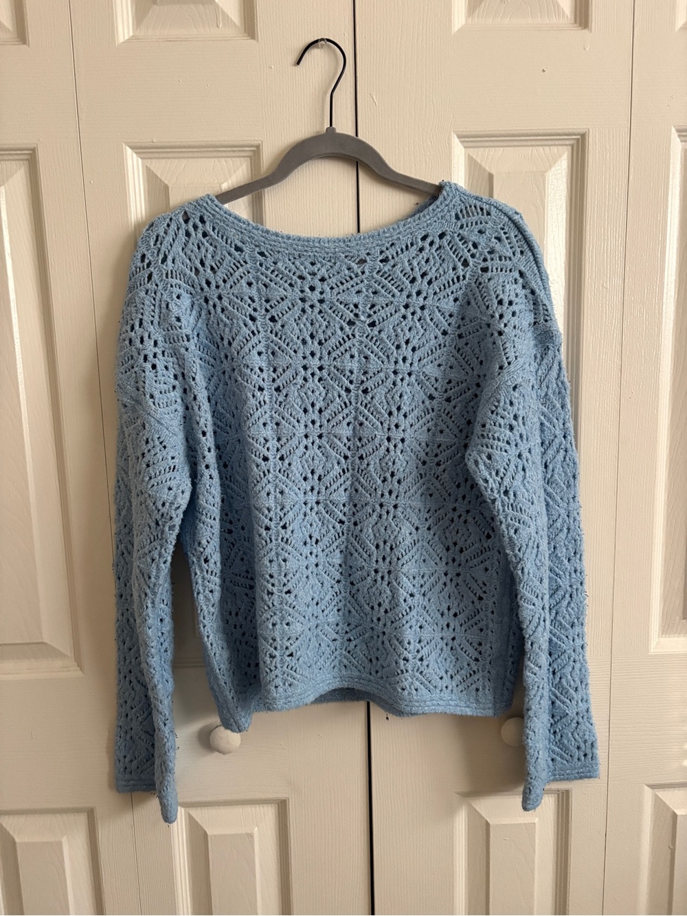 Universal Thread Light Blue Openwork Crewneck Sweater